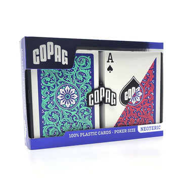 Copag 1546 Neoteric Design 100% Plastic Playing Cards, Poker Size (Standard) Green/Red (Regular Index, 1 Set)