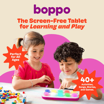 Boppo Screen-Free Learning Tablet for Kids - Interactive Handheld Games - Educational, Travel-Friendly Fun for the Whole Family - Includes 40+