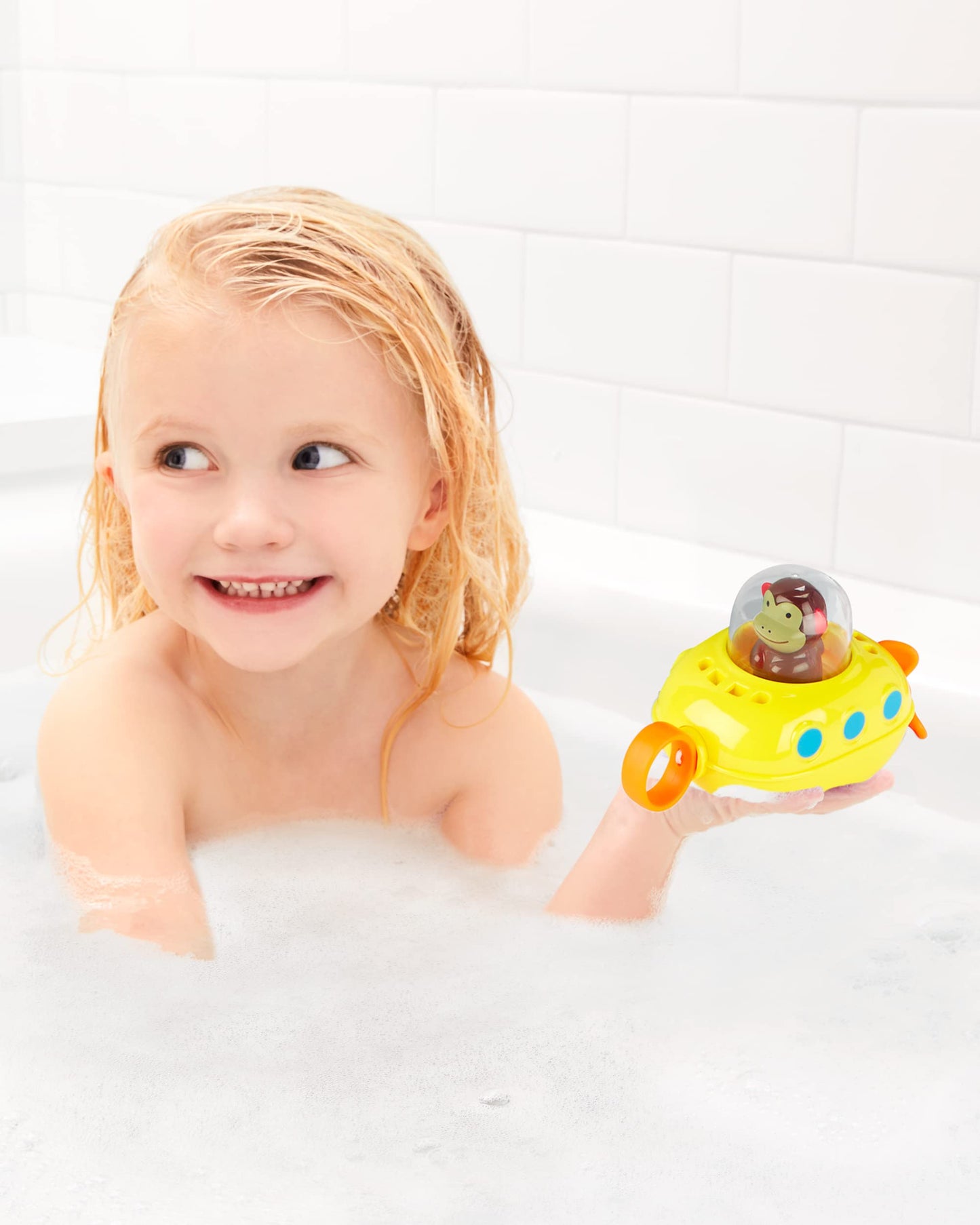 Skip Hop Pull & Go Monkey Submarine: Baby Bath Toy, Marshall Monkey Zoo Character