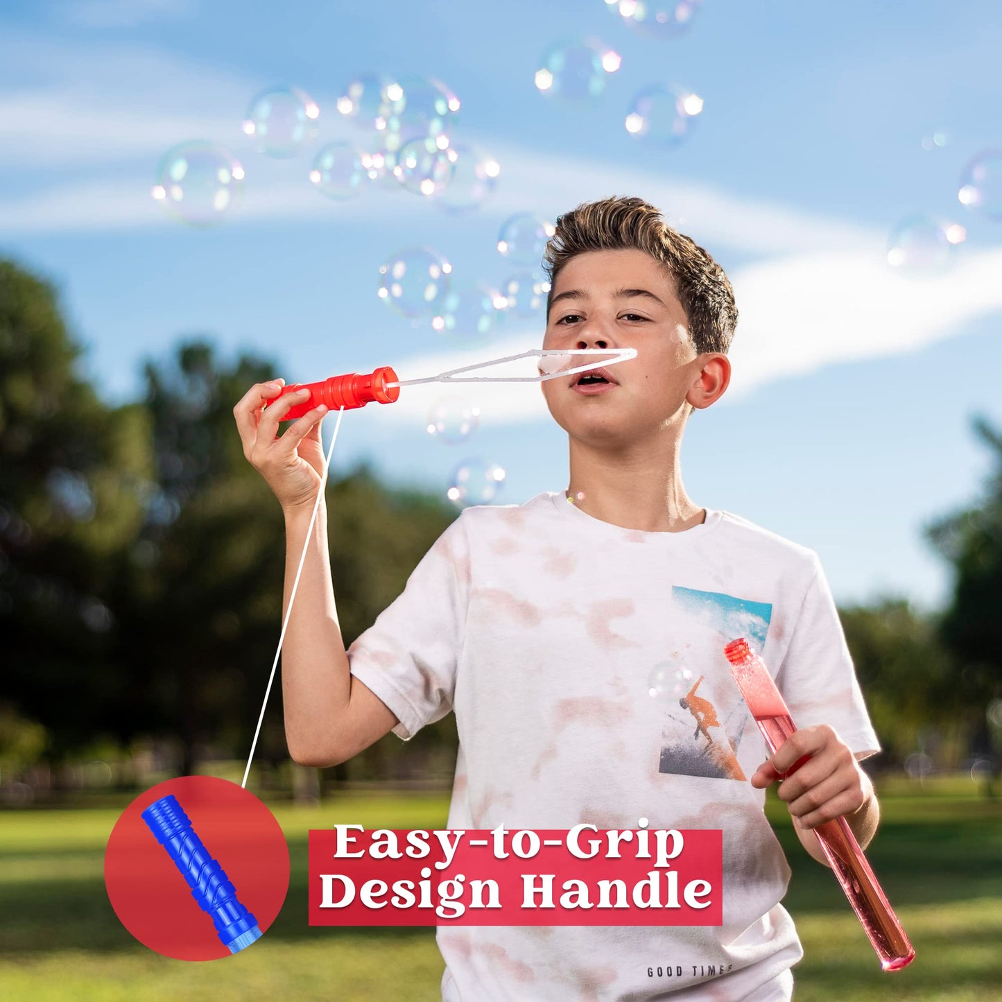 JOYIN 45 Packs Big Bubble Wand Set with Concentrated Solution Refills, 14.6" 9 Colors Giant Bubble Wands for Summer Toy Party Favors Kids Birthday