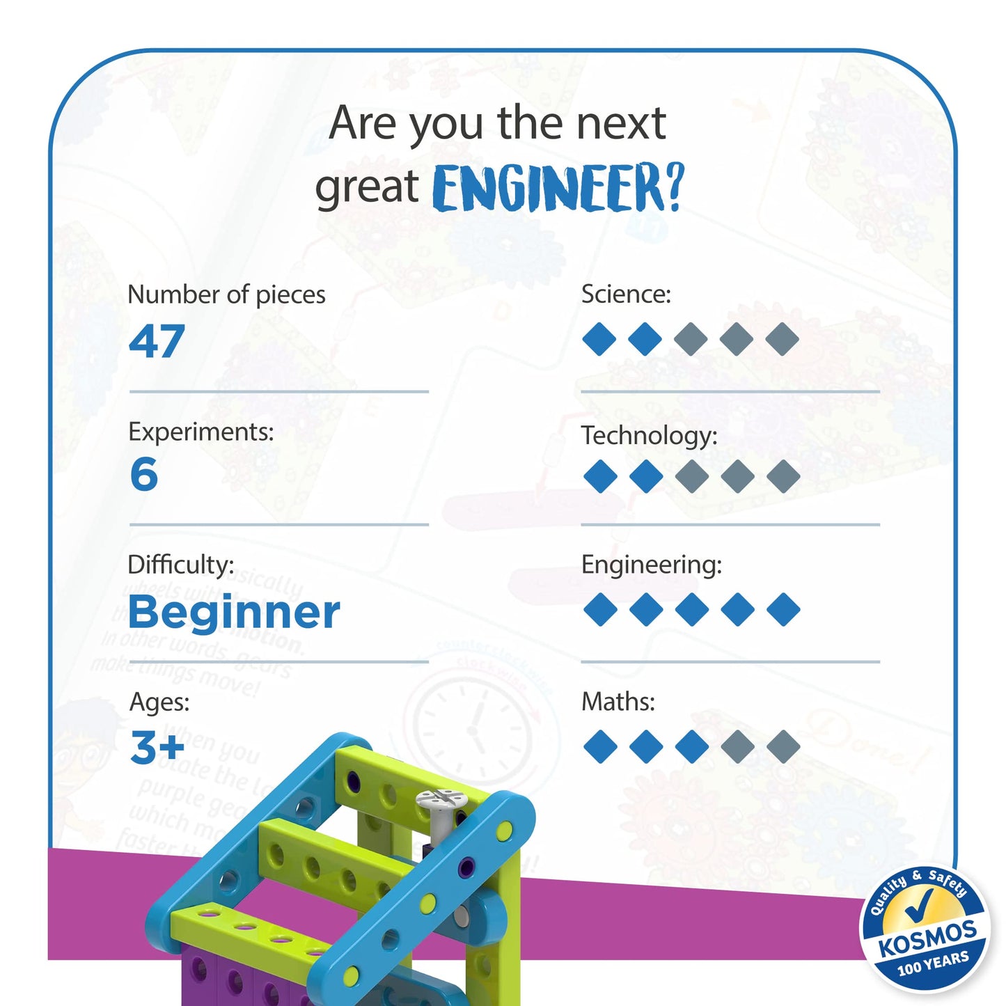 Thames & Kosmos Kids First: Intro to Tools & Building STEM Experiment Kit for Ages 3+ | Build 6 Models, Learn Basic Mechanical Engineering Principles