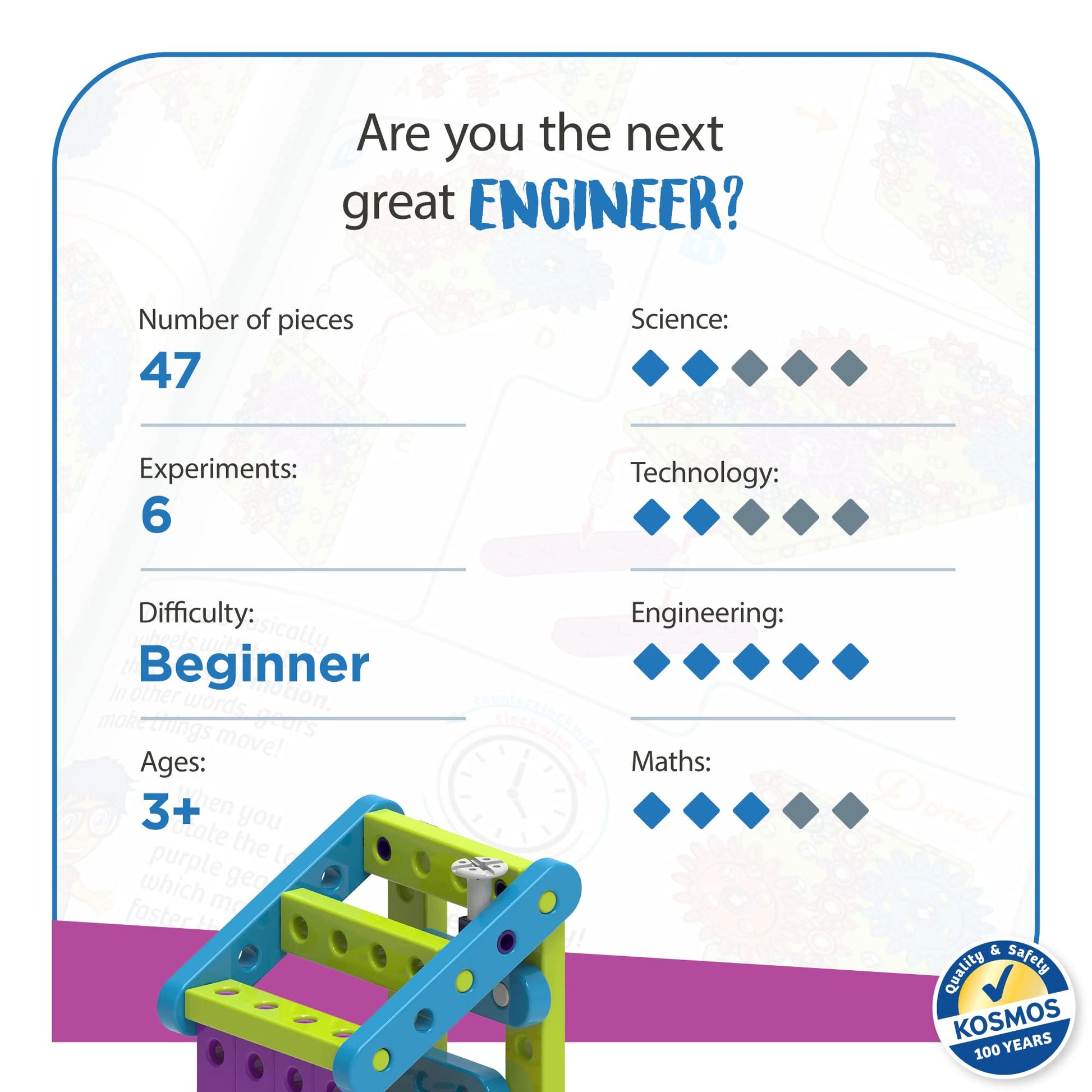 Thames & Kosmos Kids First: Intro to Tools & Building STEM Experiment Kit for Ages 3+ | Build 6 Models, Learn Basic Mechanical Engineering Principles