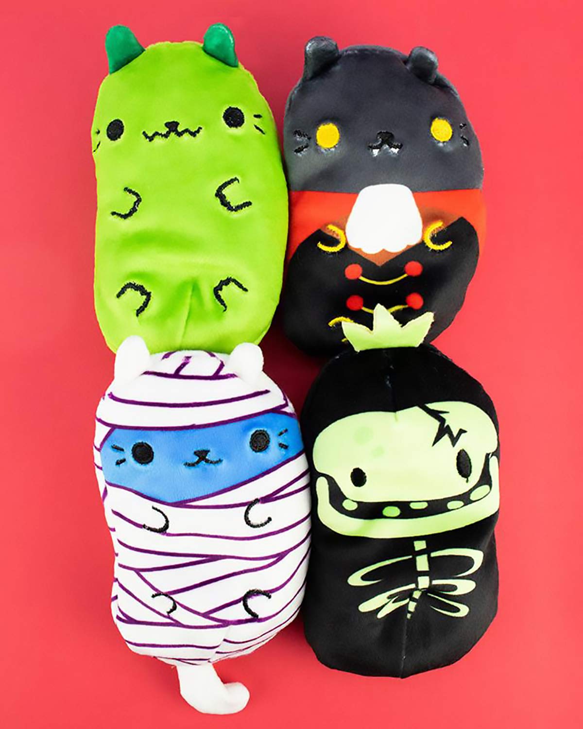 Cats vs Pickles - Scary Collection #2 - Catzilla, Count Catula, Coder Cat, & Skully - 4-Pack - 4" Cute Cuddly Collectible Bean Plush Toy - are You