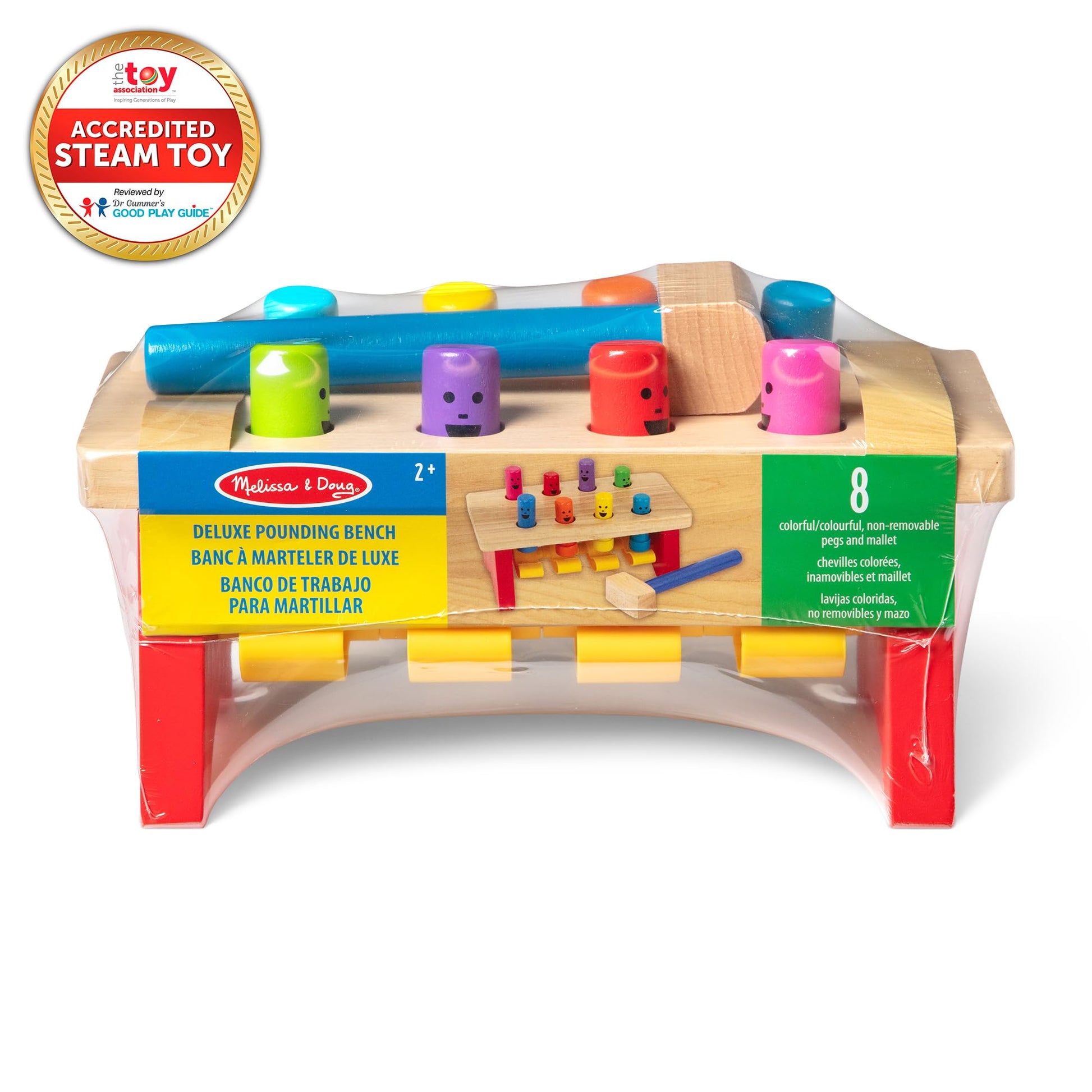 MeMelissa & Doug Deluxe Pounding Bench Wooden Preschool Learning Toy with Mallet Classic Wooden Toddler Toys for Ages 2+Lissa & Doug Deluxe Pounding