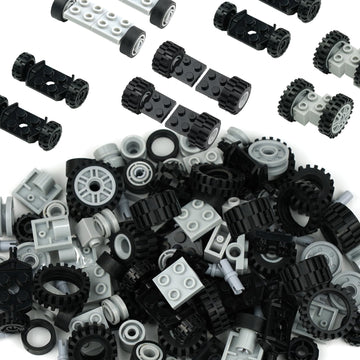 Pasacho Wheels and Axles Set, Car Parts Chassis Pieces Tires Building Blocks, Compatible with Classic Bricks Toys