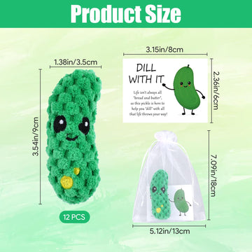 Yuunheg 12 Pcs Pickle Gifts Pickle Crochet Doll, Crochet Cucumber with Encouragement Support Cards & Organza Bags, Positive Gifts for Employee