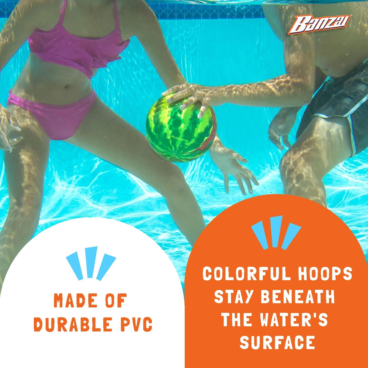 BANZAI Melon Madness Challenge - Underwater Ball Set 3 Hoops - Kids