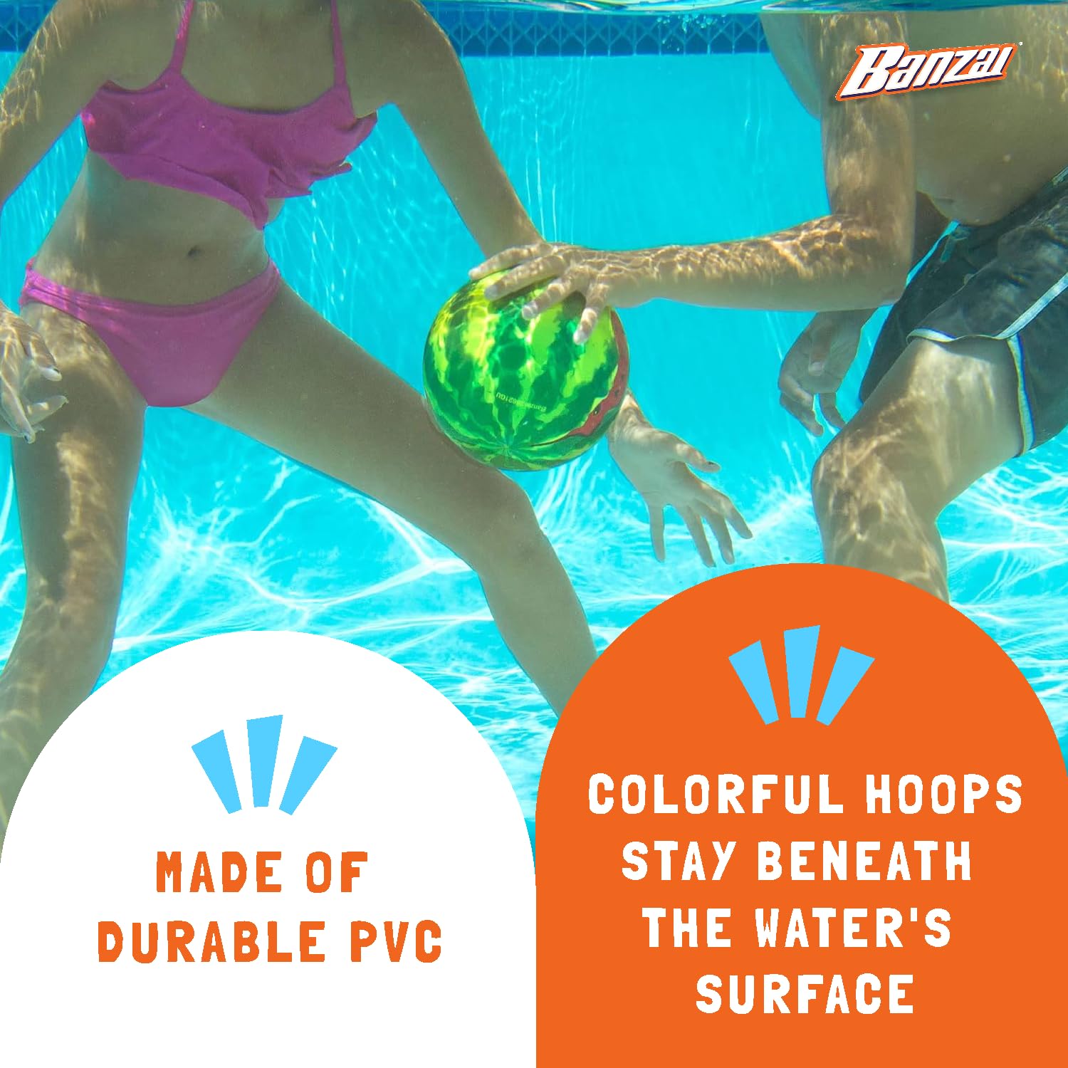 BANZAI Melon Madness Challenge - Underwater Ball Set 3 Hoops - Kids