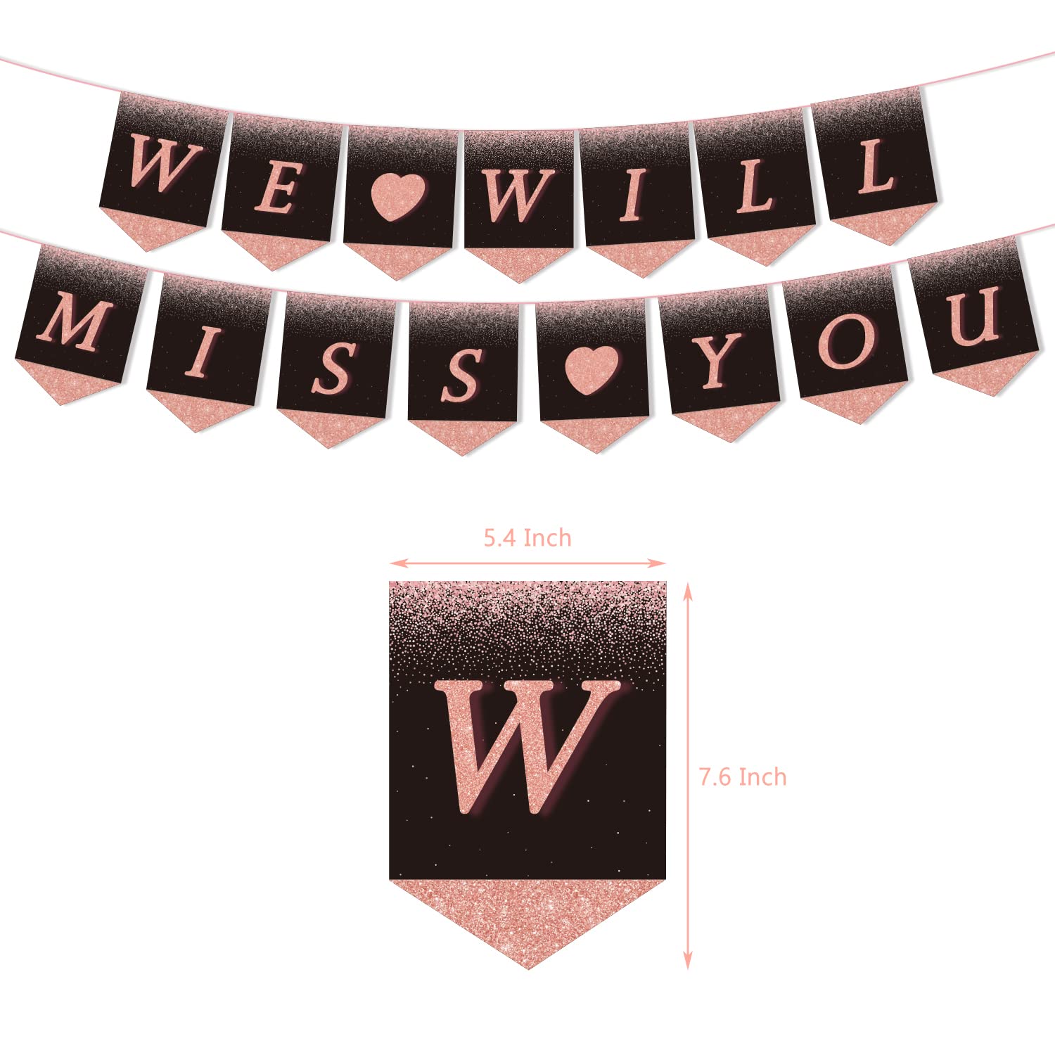 Rose Gold Farewell Party Decorations,We Will Miss You banner,Going away party decorations for Coworkers Goodbye, Rose Gold Hanging Swirls Balloon