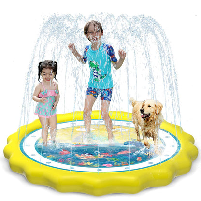HITOP Kids Sprinklers for Outside, Splash Pad for Toddlers & Baby Pool 3-in-1 60" Water Toys Gifts for 1 2 3 4 5 Year Old Boys Girls Splash Play Mat
