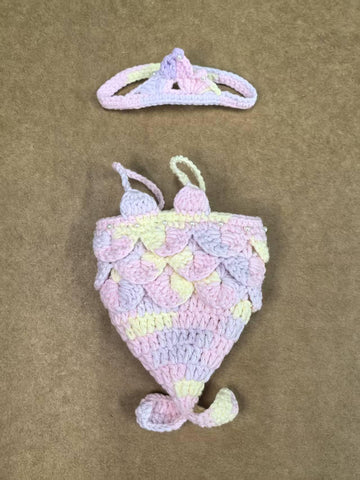 Clothes for Labubu Doll,Clothes for Doll Accessories,Hand-woven Bikini Mermaid Crochet Skirt Set,Summer Mermaid Costume Outfit Suitable