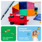 PicassoTiles 2 Piece Car Truck Construction Kit Toy Set Vehicle for Magnetic Blocks Building Tile Sensory Magnet Toys with Re-Enforced Hitch & Long