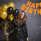 Happy Birthday Orange Aluminum Foil Letters Balloons 16 Inch Aluminum Foil Banner Balloons for Birthday Party Decorations Supplies