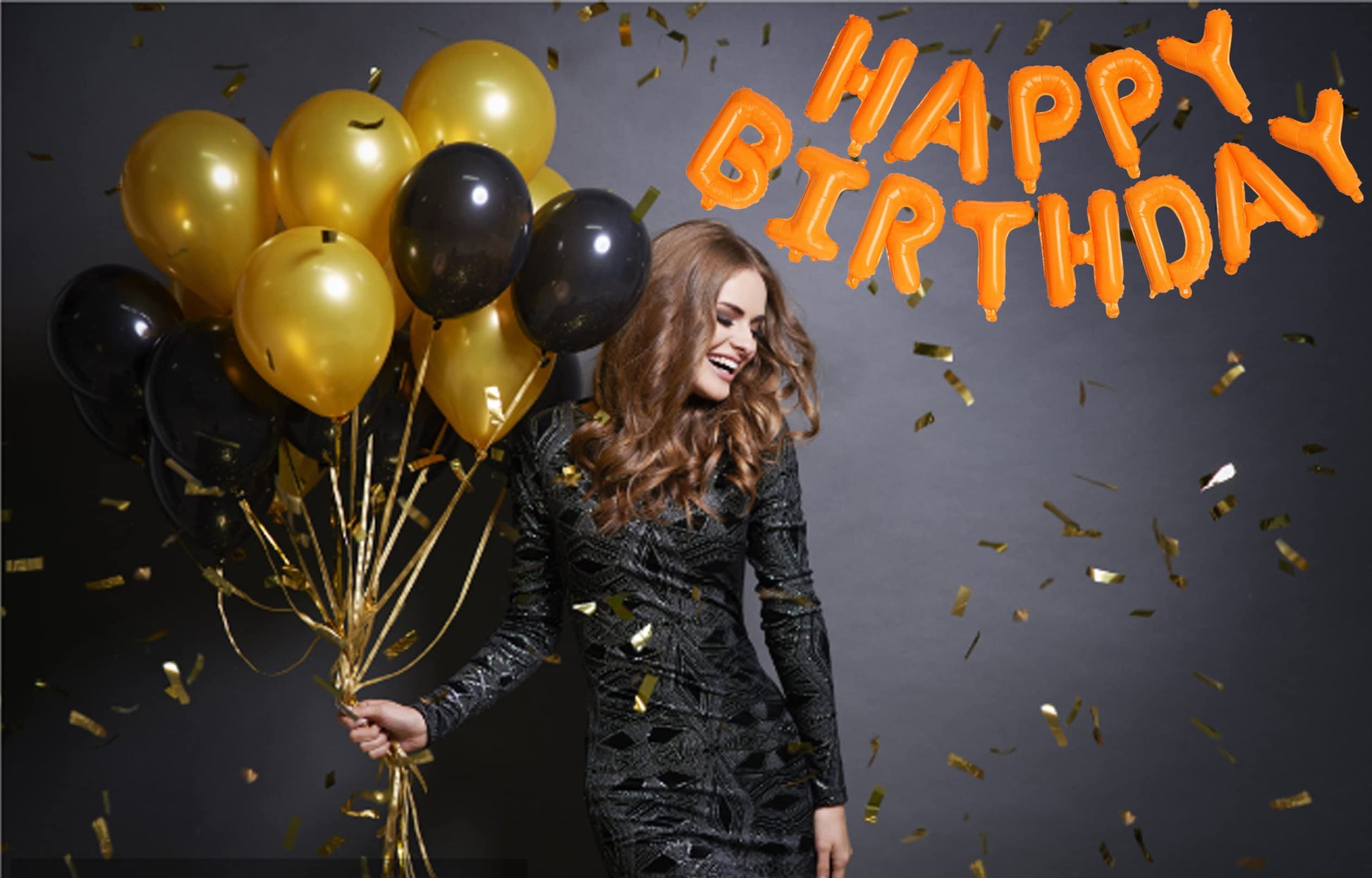 Happy Birthday Orange Aluminum Foil Letters Balloons 16 Inch Aluminum Foil Banner Balloons for Birthday Party Decorations Supplies