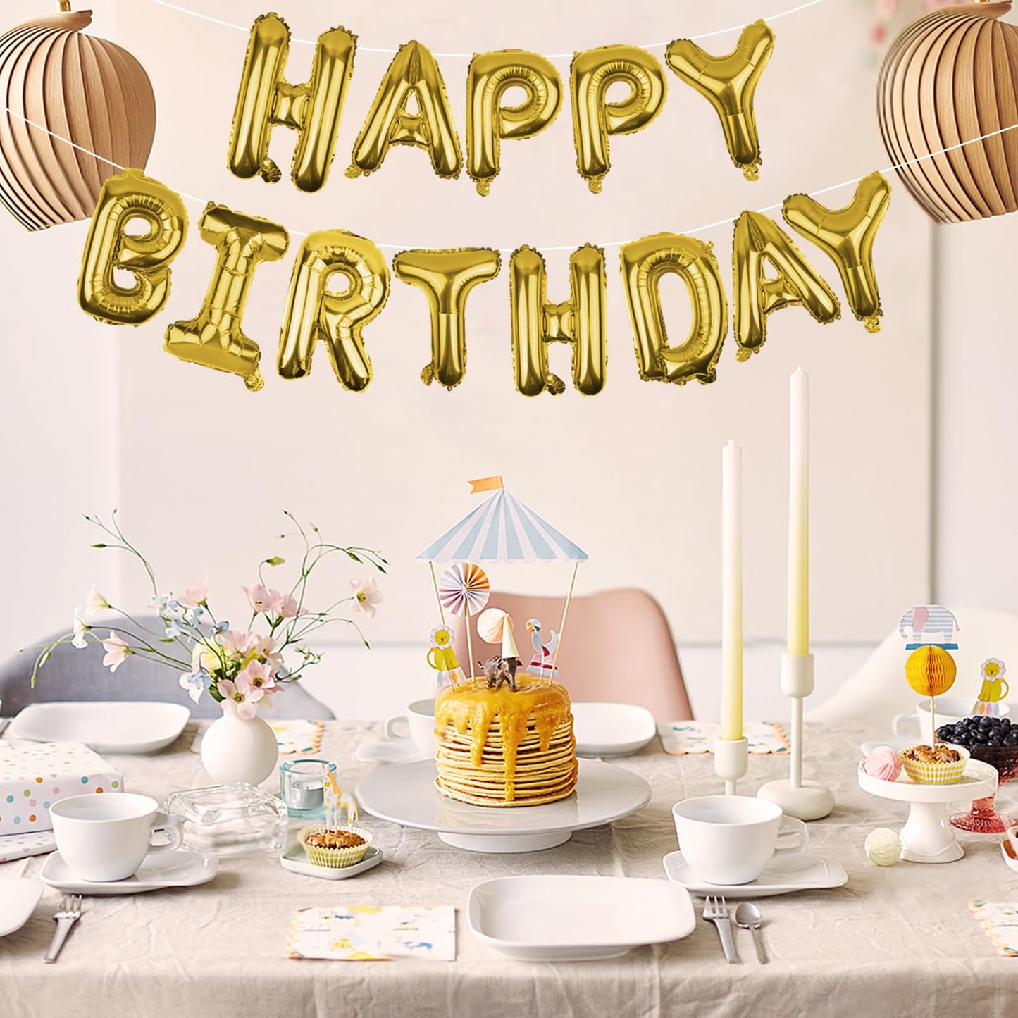 Gold Happy Birthday Balloons Banner 16 Inch Mylar Foil Letters, Inflatable Party Decor and Birthday Decorations for Women, Men, Boys & Girls Kids