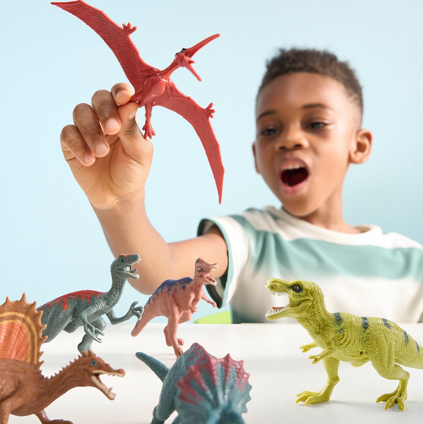 JOYIN Dinosaur Toys for Kids 3-5, 17 PCS Realistic Dinosaur Figures with Activity Play Mat & Storage Cage, Ideal Kids Toys for 3 Year Old Boys