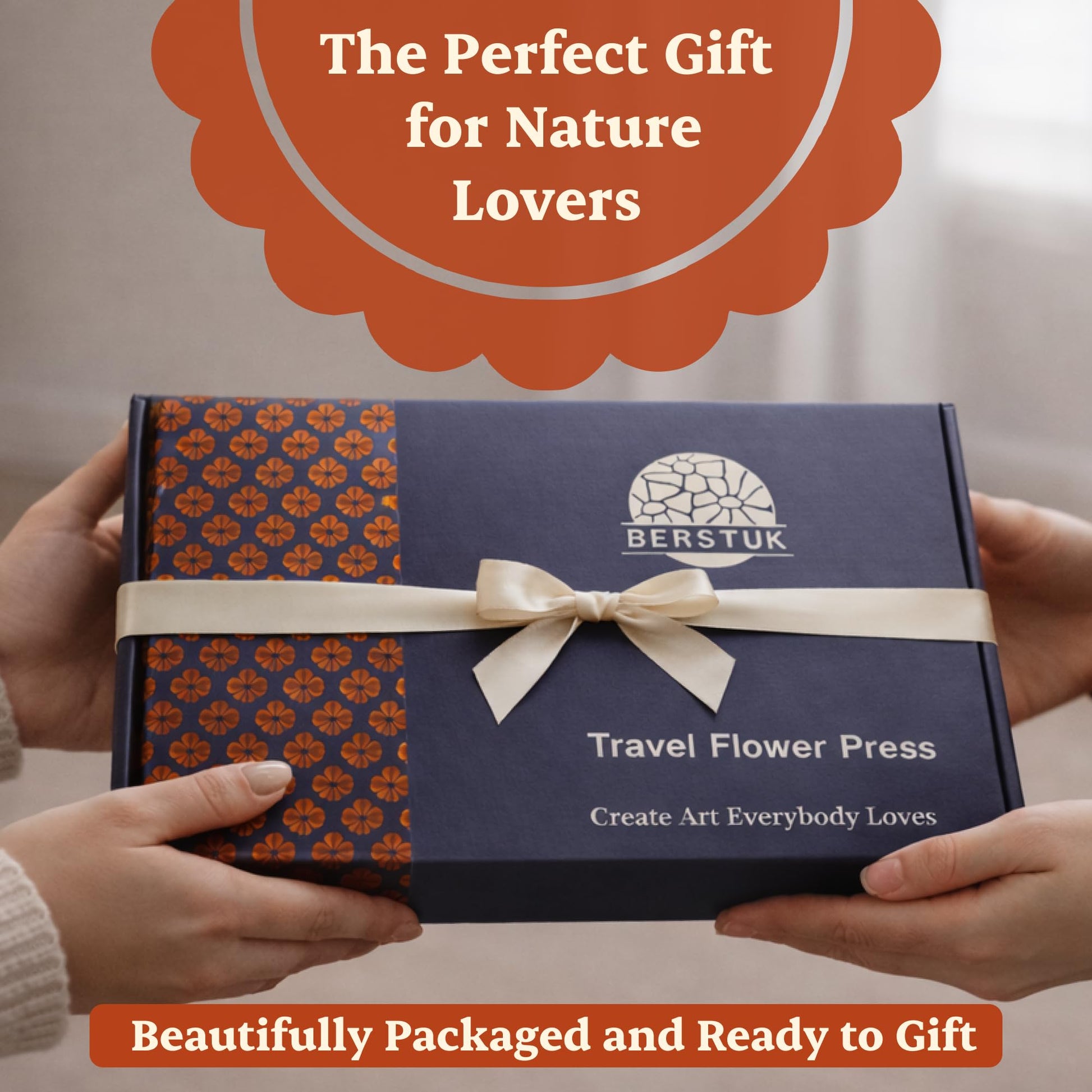 Berstuk Wooden Flower Press for Adults and Teens - Includes Expert Video Tutorials - Large Flower Press Kit 10.8" x 6.9" - Gift-Ready Packaging Ideal