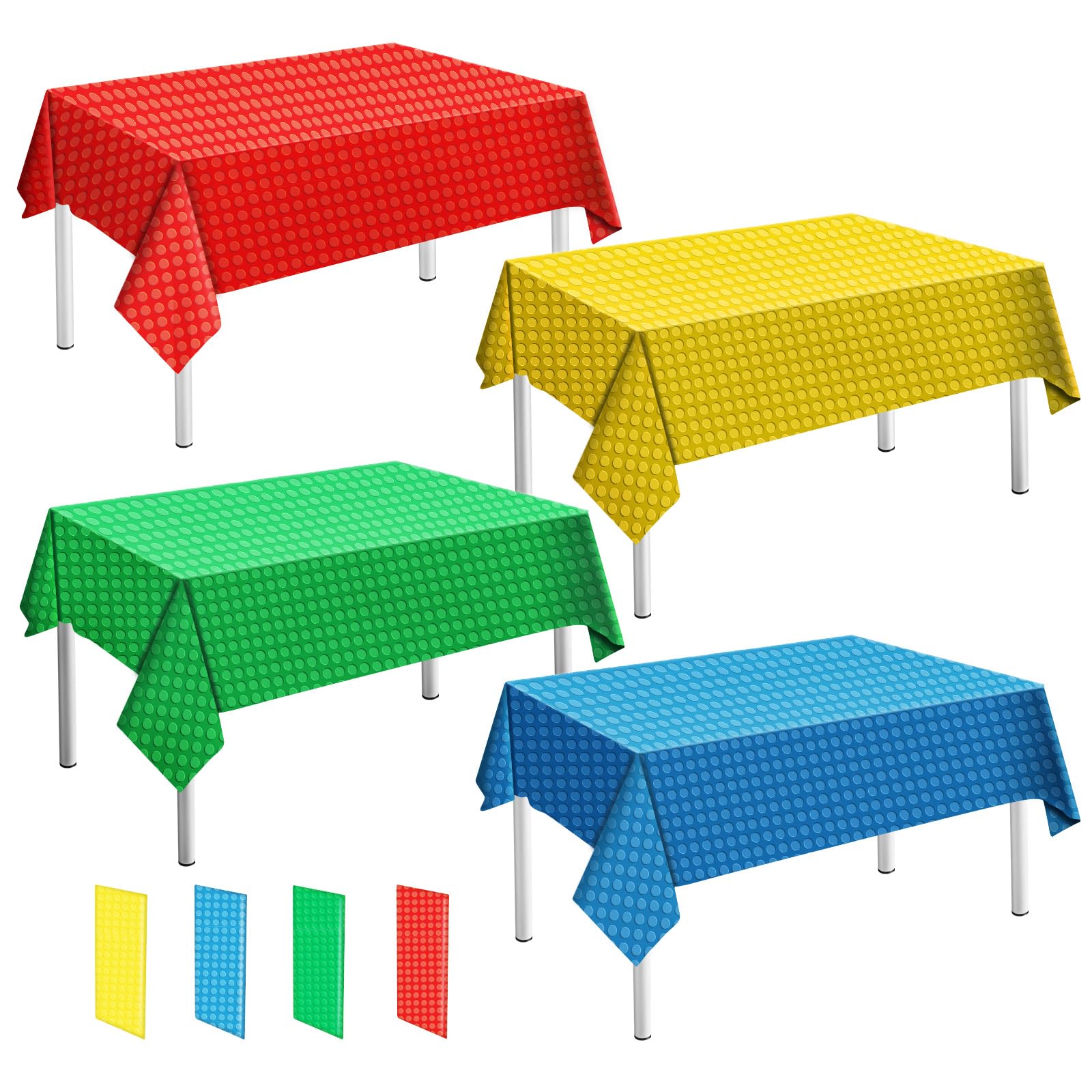 GuoZhiXin 4PCS Building Block Plastic Tablecloths, Disposable Party Table Cloths? Colorful Building Block Birthday Supplies for Kids Birthday Baby