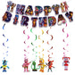 13Packs Five Nights party supplies Include 12 pcs Hanging Swirls and 1 Happy Birthday Banner for Five Nights party Decoration