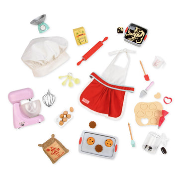 Our Generation - Master Baker Set - Baking Set - Chef's Hat & Apron - 18-Inch Doll Accessories - Pretend Play - Toy for Kids 3 Years +