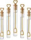 GIFTEXPRESS Bubble Wands Party Favors - 96 Pack Mini 4.25" Tall Gold Color Heart Bubble Sticks - 0.2 Fl Oz / 5 mL Tube of Non Toxic Bubbles Solution