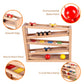 Qilay Wooden Race Track Car Ramp Racer Toy for Toddlers, 5 Level Race Car Ramp Toy Set Includes 4 Wood Cars and 3 Balls,Great Building Learning Toys