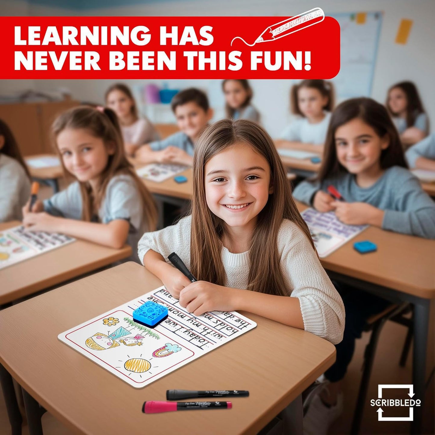 Double Sided Whiteboard Lined Dry Erase Board for Kids - Ruled Writing Board Handwriting Practice - 9x12 with Lines (Story Board 10 Pack)