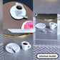 1:12 Scale Miniature Coffee Cup with Spoon and Plate - 1 Set Dollhouse Scene Accessory for DIY Summer Table Setting, Desktop Display, Realistic Resin