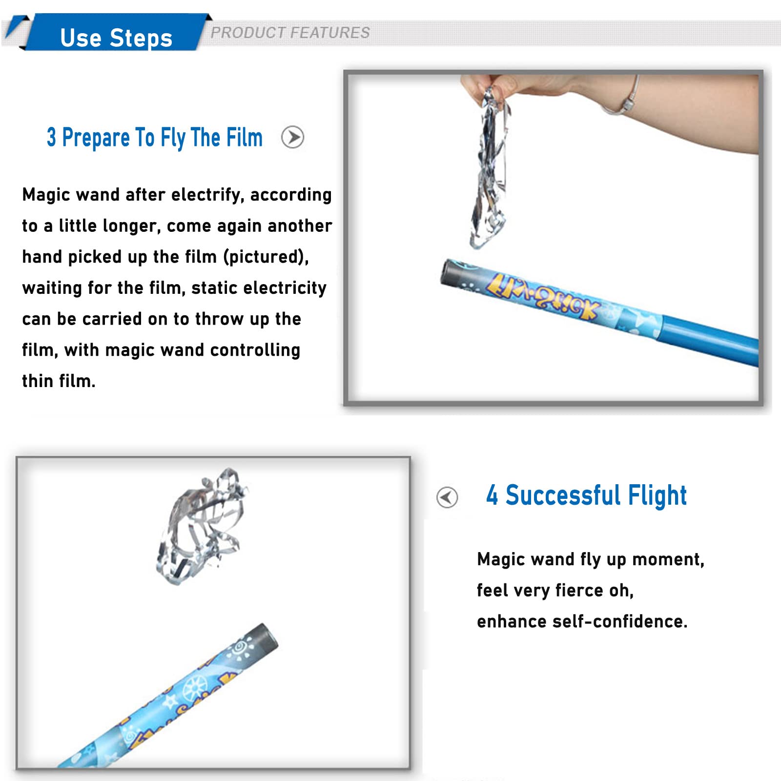 Impulls Unitech Toys Fun Fly Stick Magic Blue Levitation Wand Science Toys Electric Static Wand 10 Flying Shapes