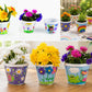 Fun Express DIY Flower Pots Bulk Craft Kit for Kids - 12 White Plastic Paint Plant Pots with Paper Inserts | Educational Toys for Painting Activities