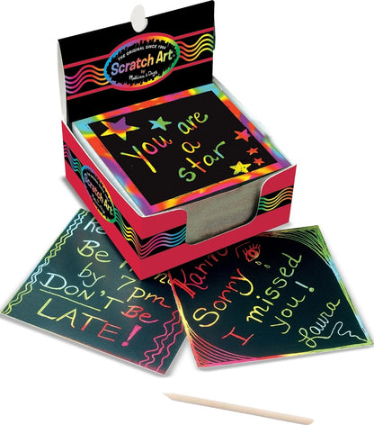 Melissa & Doug Scratch Art Rainbow Mini Notes (125) with Wooden Stylus - FSC Certified