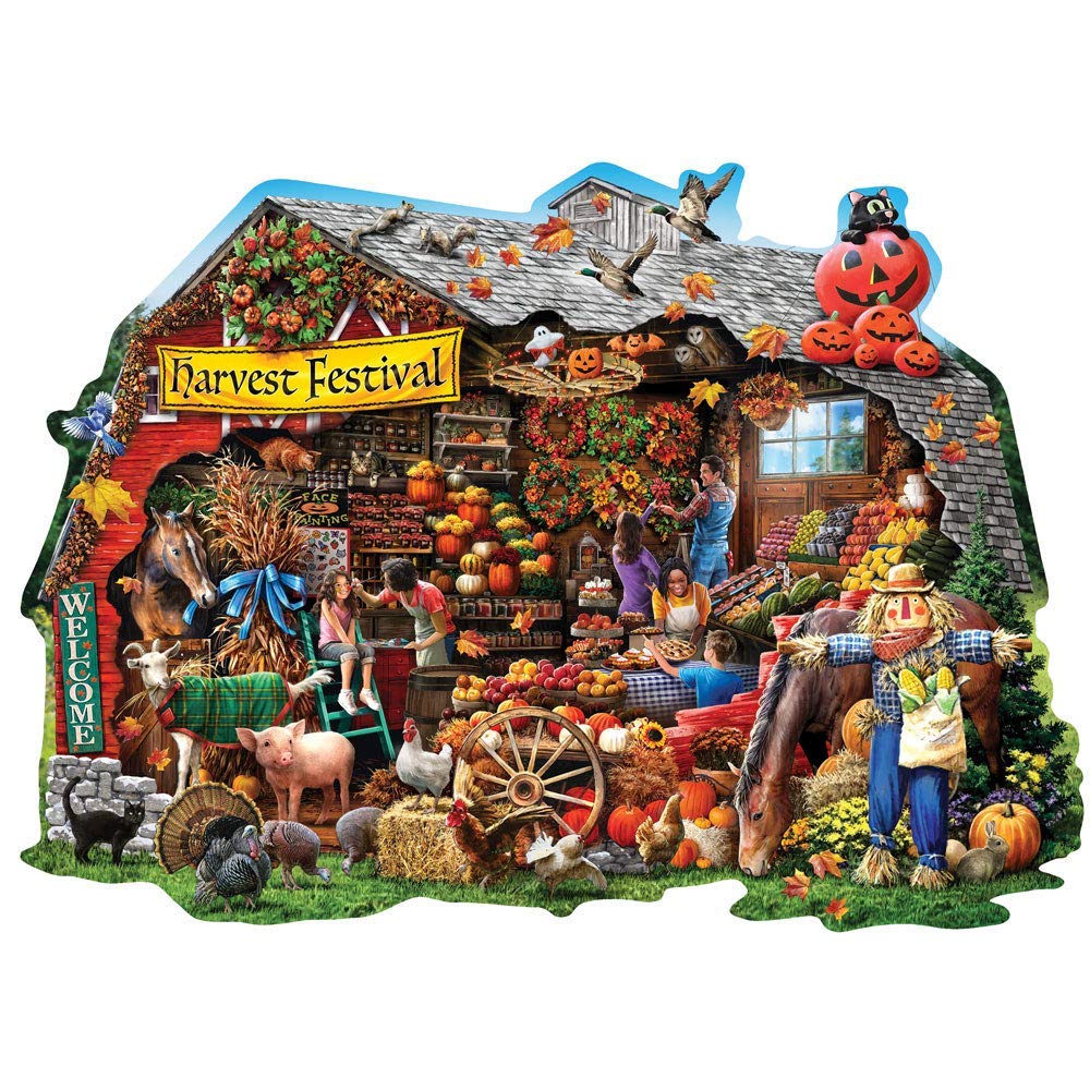 Bits and Pieces - Fall Harvest Barn Shaped 750 Piece Jigsaw Puzzles for Adults - Each Puzzle Measures 20" X 27" - 750 pc Jigsaws by Artist Larry Jones