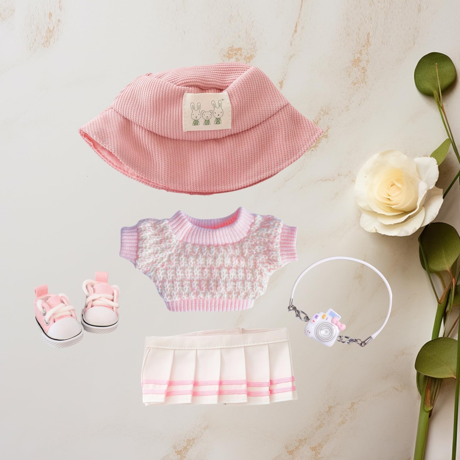 17cm Doll Clothes Set, 5 Pieces Dress Outfit Set for 6.7inch Doll Suit, Fashion Chic Hat & Clothes Accessories for 1st/2nd/3rd Gen Dolls Play &