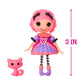 Mini Lalaloopsy Doll - Confetti Carnivale with Mini Pet Cat, 3" Masquerade Ball Party Theme Doll with Pink Hair & Accessories in Reusable Package