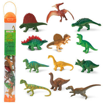 Safari Ltd. Dinos TOOB - Includes 12 Hand-Painted Mini Figurines - T-Rex, Triceratops, Velociraptor, Stegosaurus, Ankylosaurus & More - Dinosaur Toy