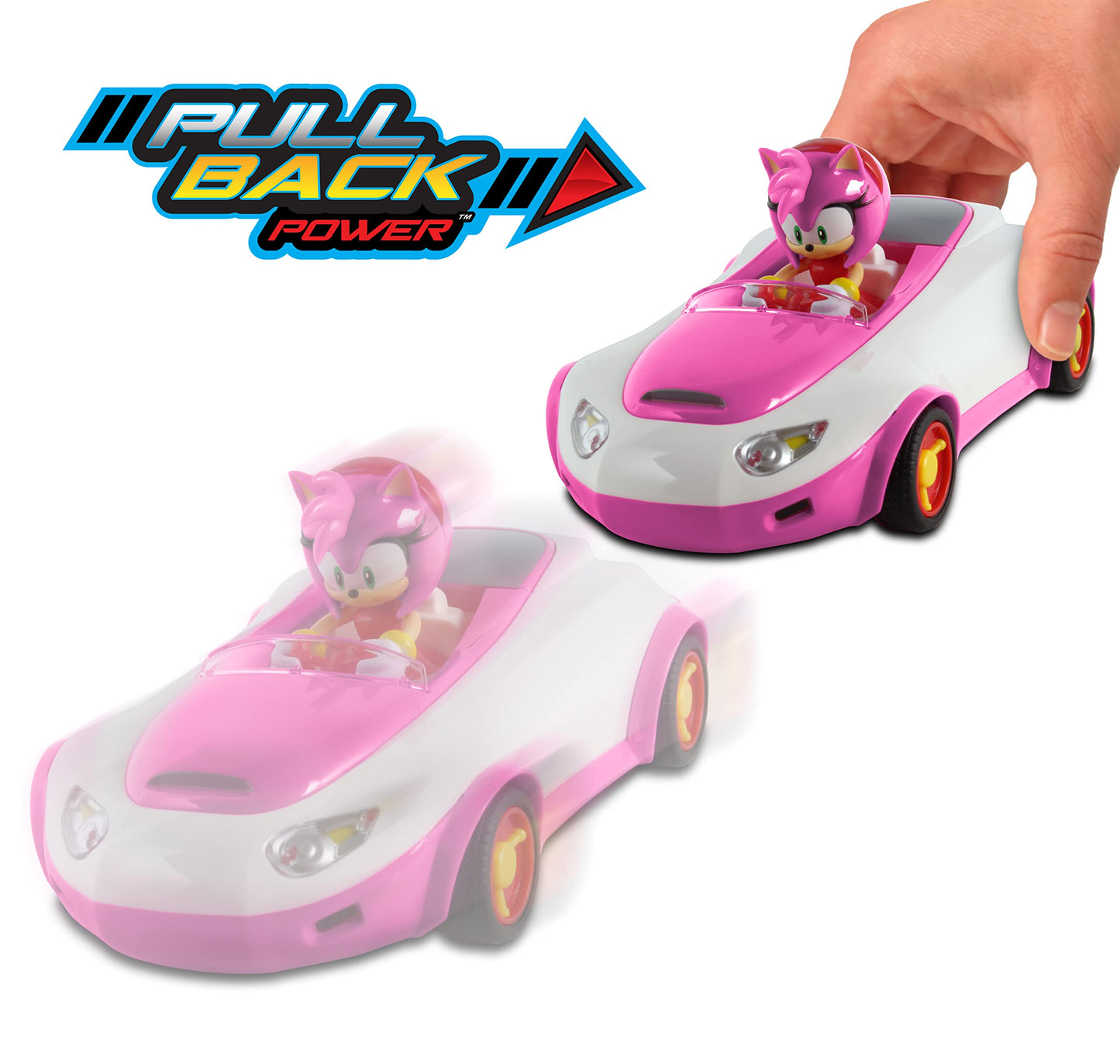 NKOK Team Sonic Pull Back Racer - Amy Rose; No Batteries Required; Pull Back, Let go, and Watch Amy Rose Race