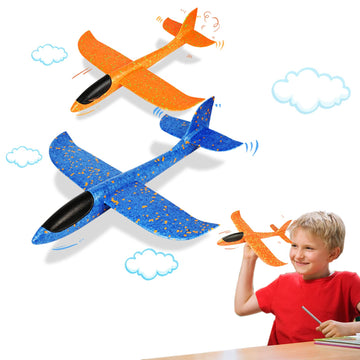 VCOSTORE 2 Pack Foam Airplanes for Kids, 13.3'' Hand Throwing Foam Glider Planes, Flying Styrofoam Planes Toy, Outdoor Sports Birthday Party Favor