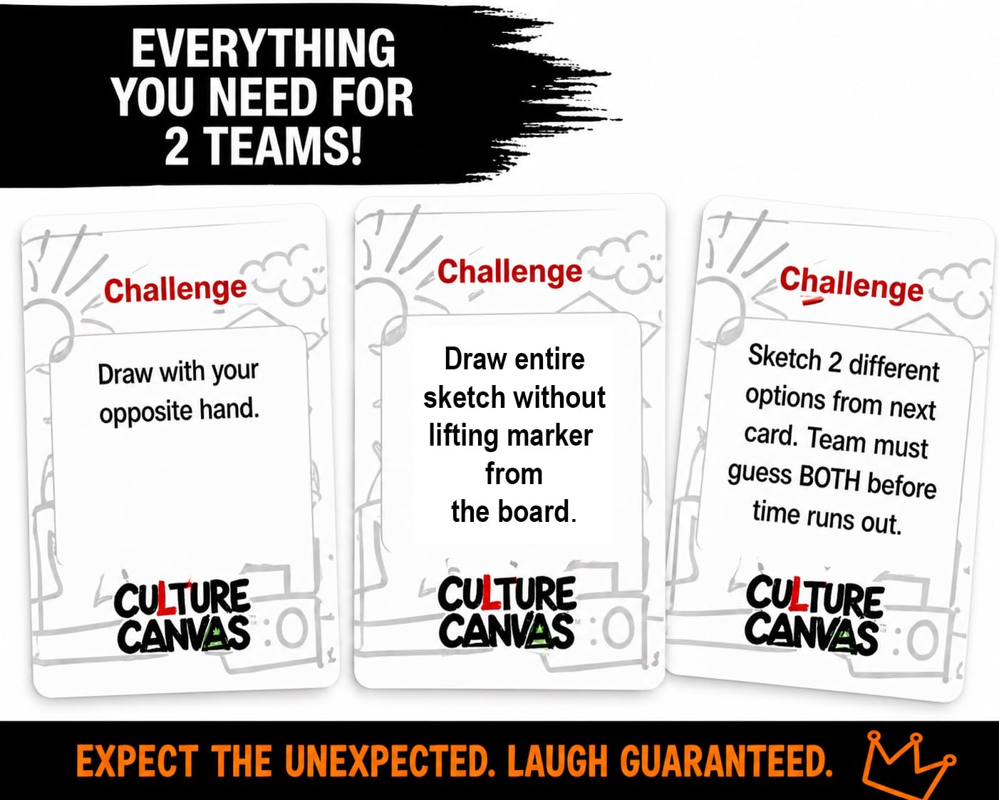 CP TIME Culture Canvas Drawing Party Game Celebrating Black Culture, 300+ Cards, 7 Categories, with Whiteboard, Markers, and Sand Timer, for Ages 8