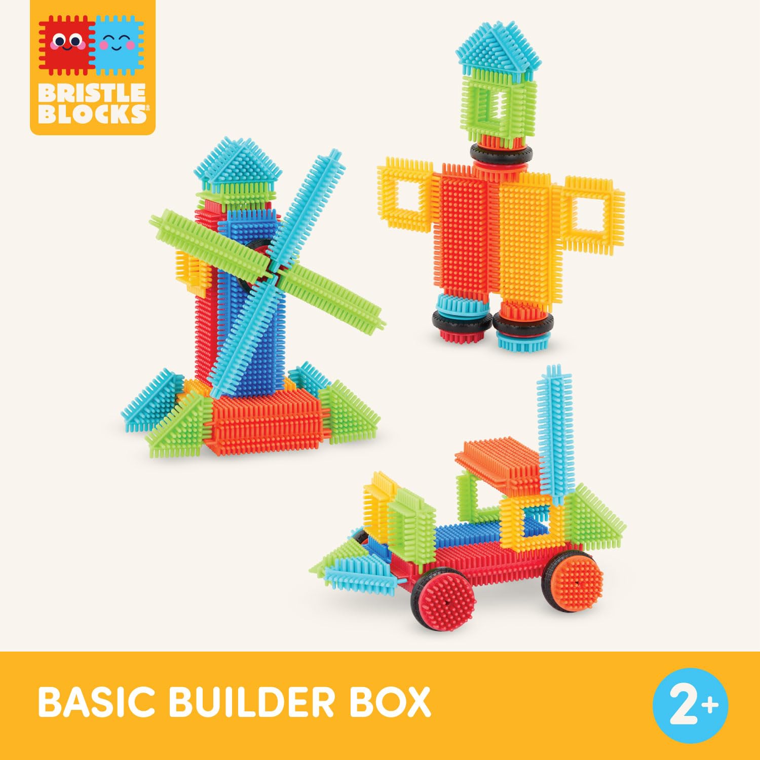 Battat - Bristle Blocks - STEM Interlocking Building Blocks - 36 Pieces Playset - Developmental Toys for Toddlers & Kid - Basic Builder Box - 2+ Years