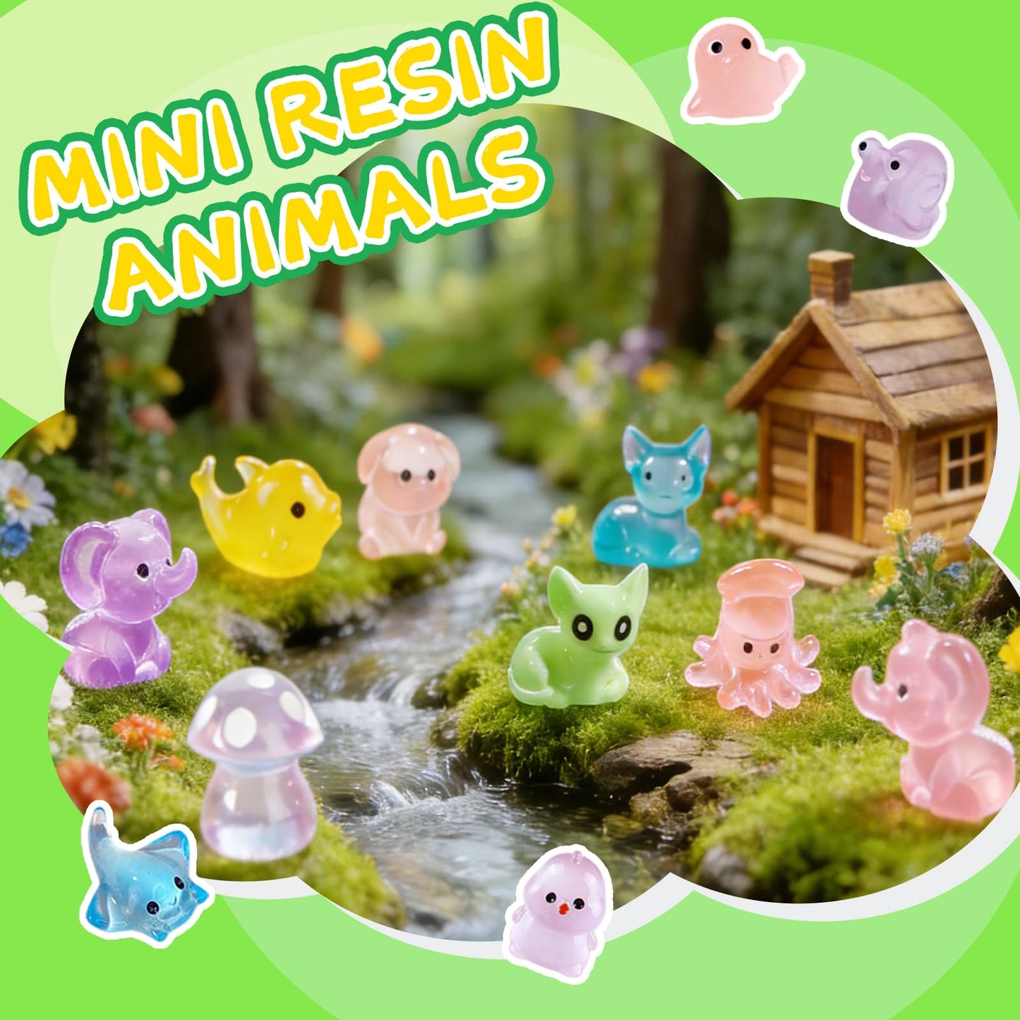 Guuozzli 200 Pcs Mini Resin Animals,Variety Little Small Figures Miniature,Tiny Resin Animals Bulk for Micro Fairy Garden Dollhouse Landscape