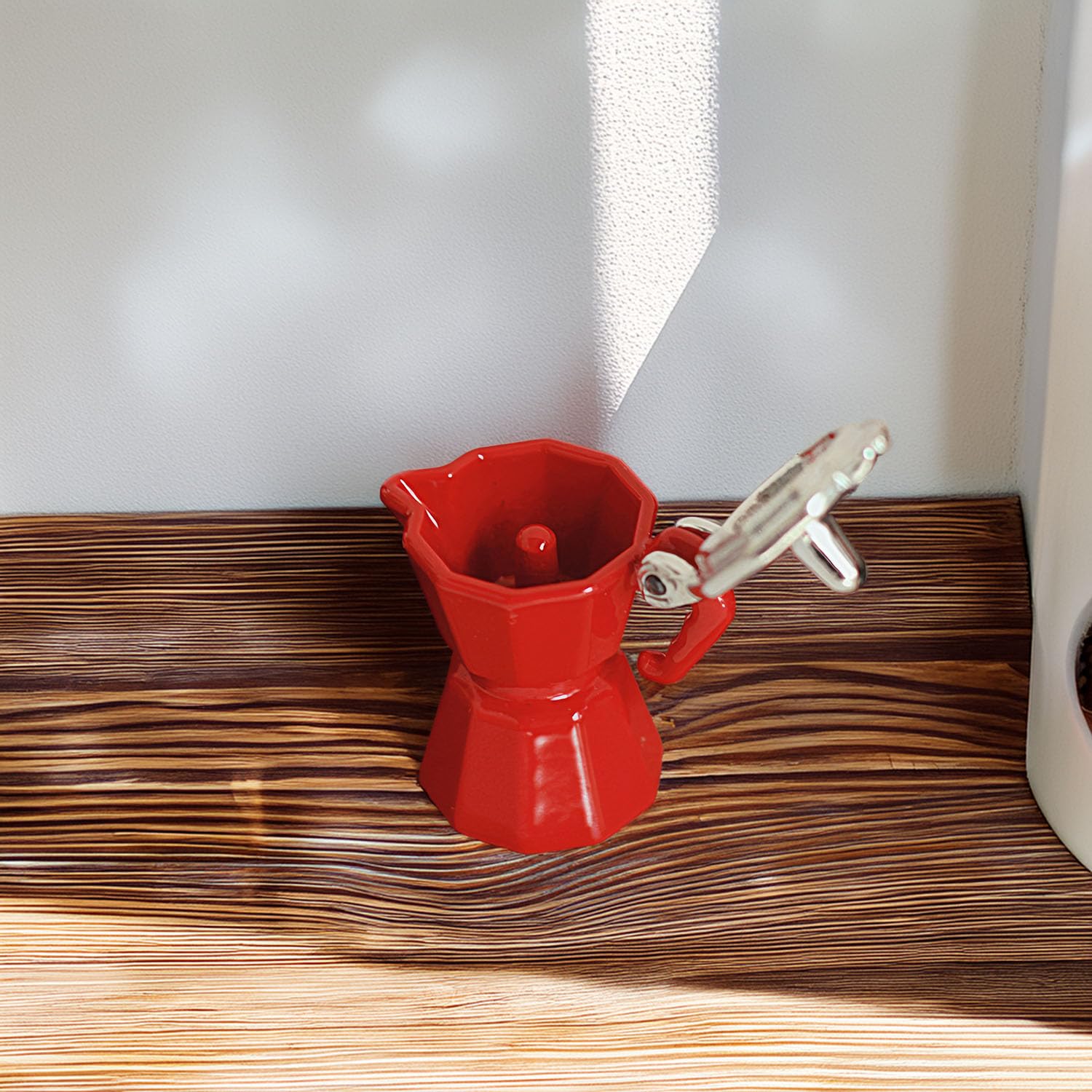 1:12 Scale Miniature Coffee Maker: Realistic Red Alloy Espresso Machine for Dollhouse Decor