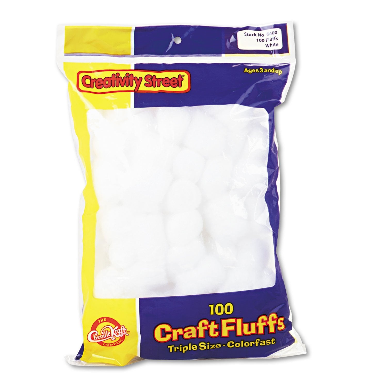 Creativity Street Craft Fluffs, 100 Pack, White (CKC6400), 1 in