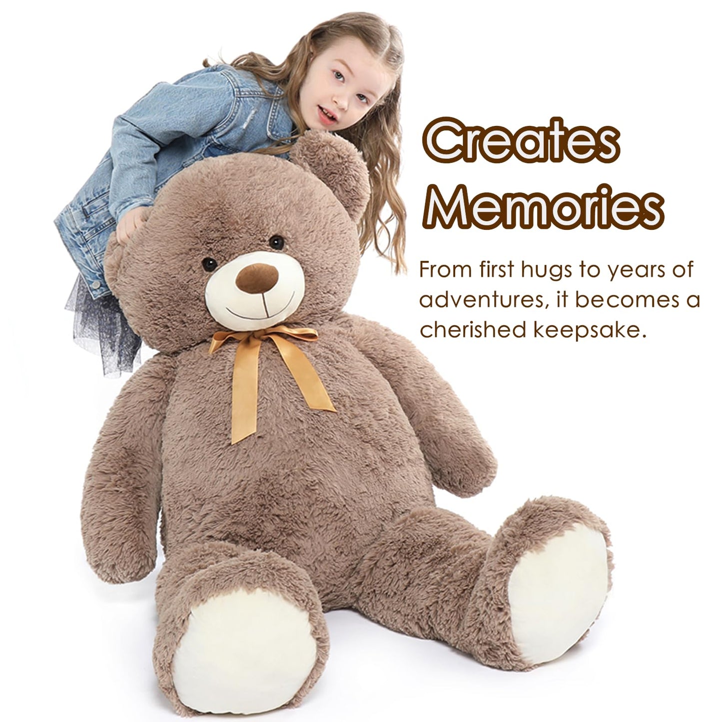 Tezituor Big Teddy Bear,52'' Giant Stuffed Animal Plush Toys for Adults Children,Girlfriend Soft Life Size Bears Plushie Gifts for Valentine