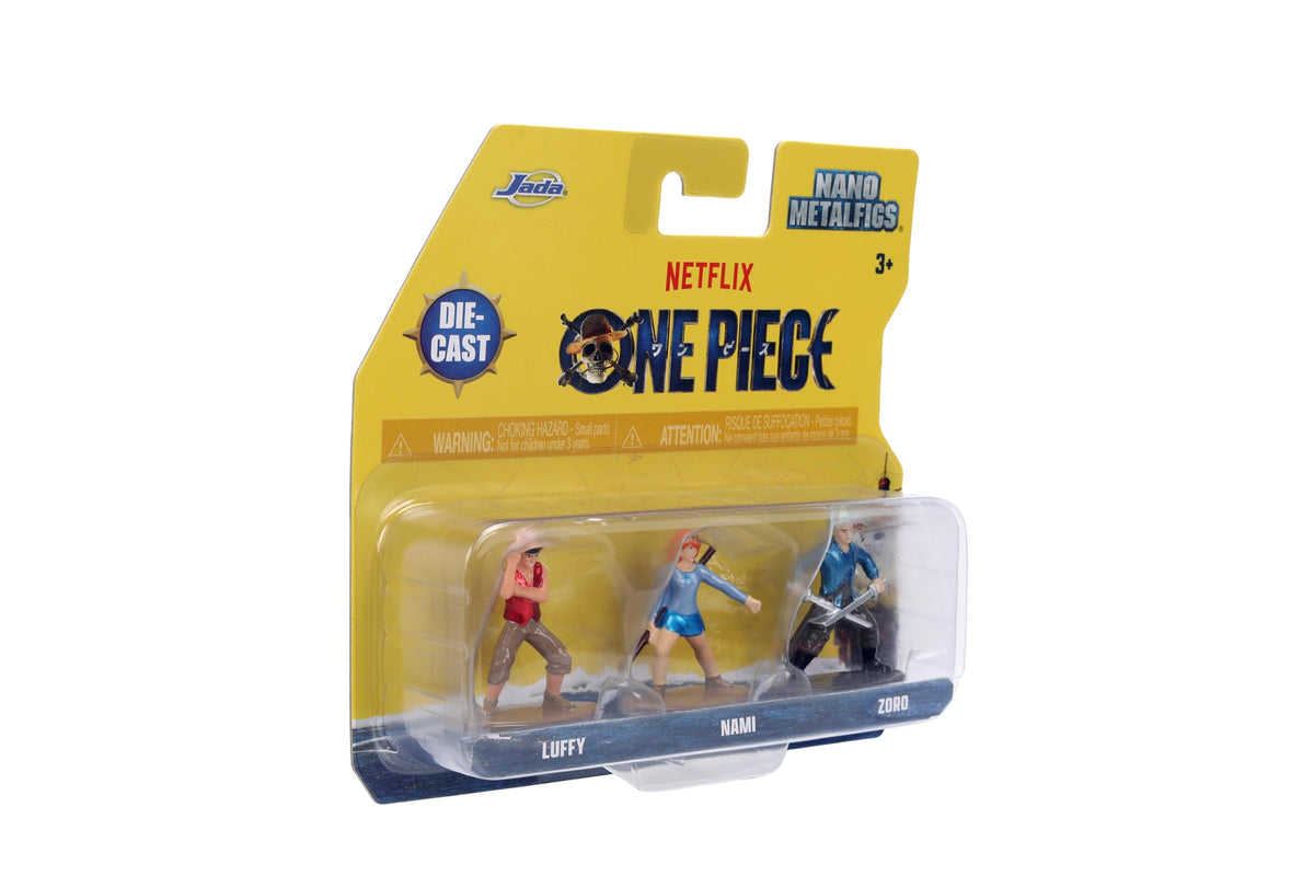 Jada Toys One Piece Netflix Luffy Nami Zoro Nano Metalfigs 3-Pack Die-Cast Figures Set Series 1