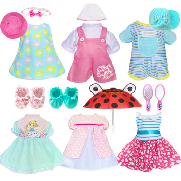 Huang Cheng Toys 12 Pcs Set Handmade Baby Doll Clothes Dress Outfits Costumes for 12 13 14 15 inch Doll?Doll Hat Umbrella Mirror Comb Girl Christmas