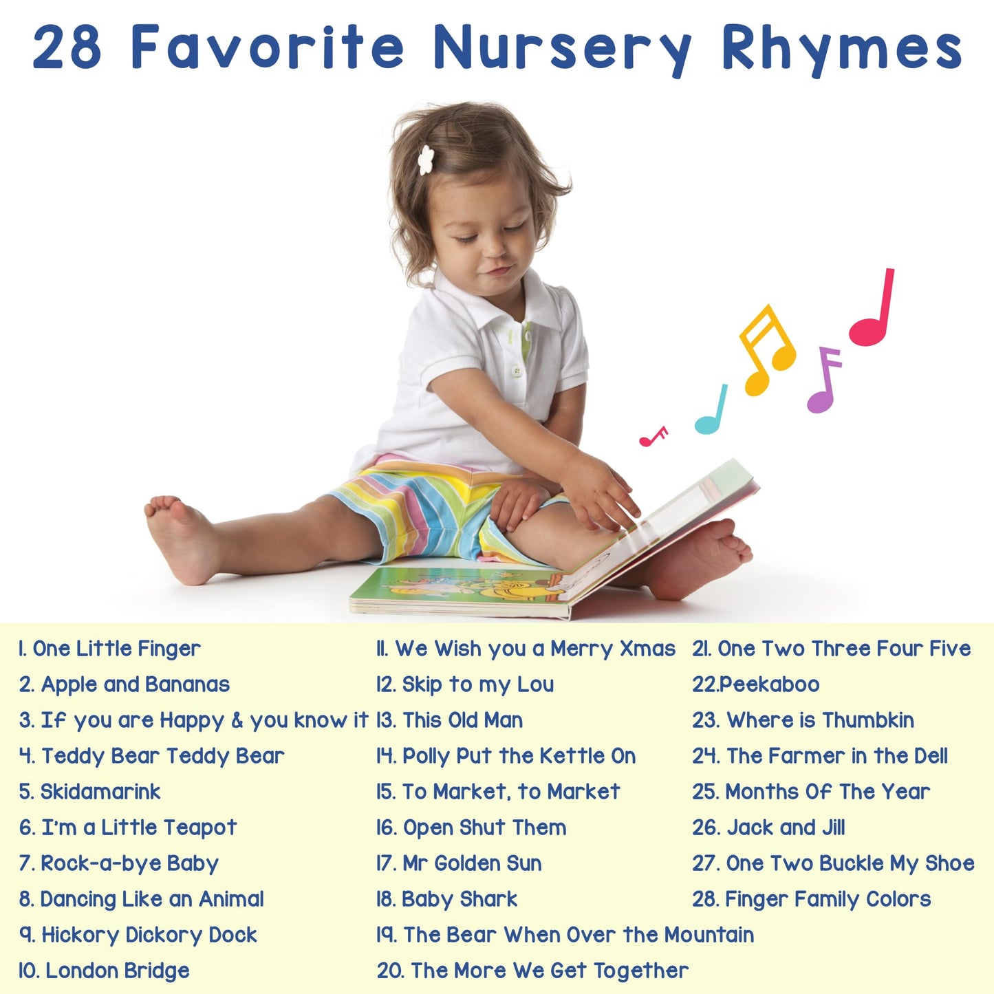 LEARNING BUGS Fun Favorite Nursery Rhymes - Sing Along with 28 Nursery Rhymes, Musical Books for Toddlers, 28-Button Music Book, Musical Toys