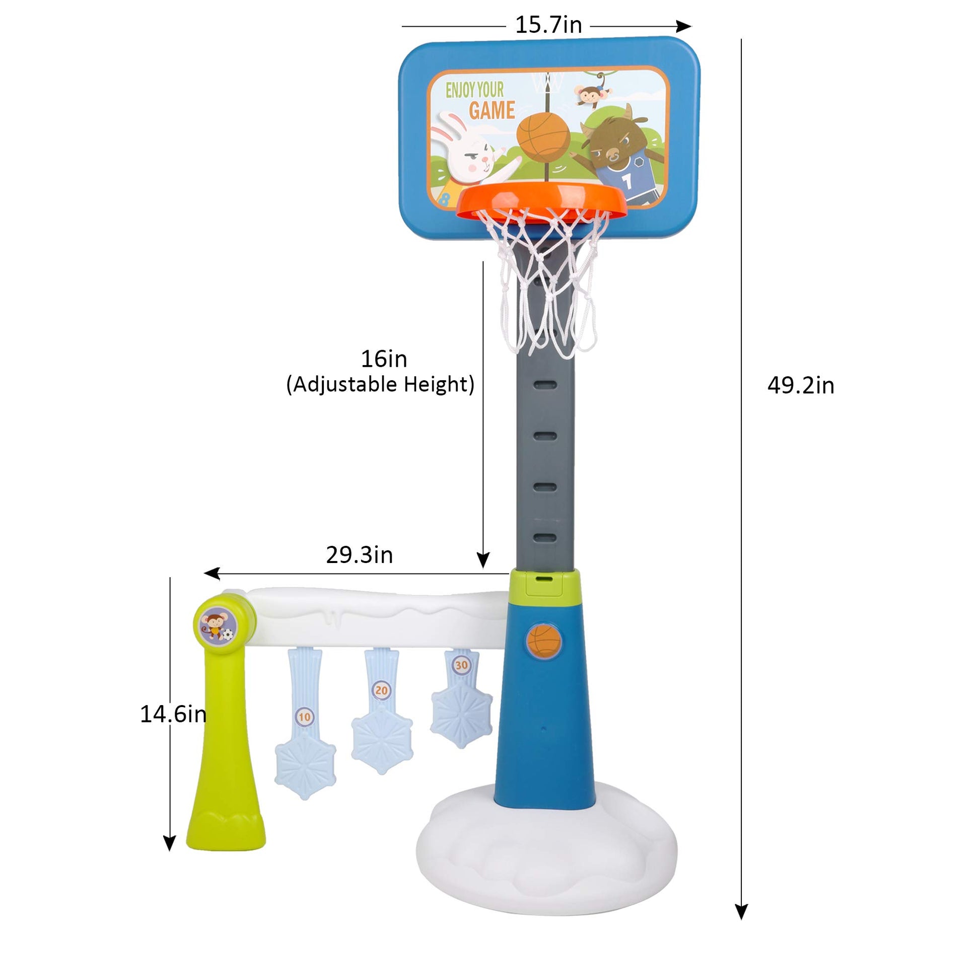 Vilobos Basketball Hoop for Kids 2 in 1 Toddler Small Soccer/Football Goal and Basketball Stand Toy, Adjustable Height, Air Pump Toy Ball