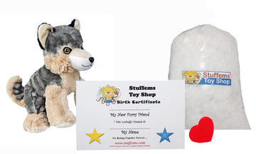 Stuffems Toy Shop Make Your Own Stuffed Animal Mini 8 Inch Timber the Wolf Kit - No Sewing Required!