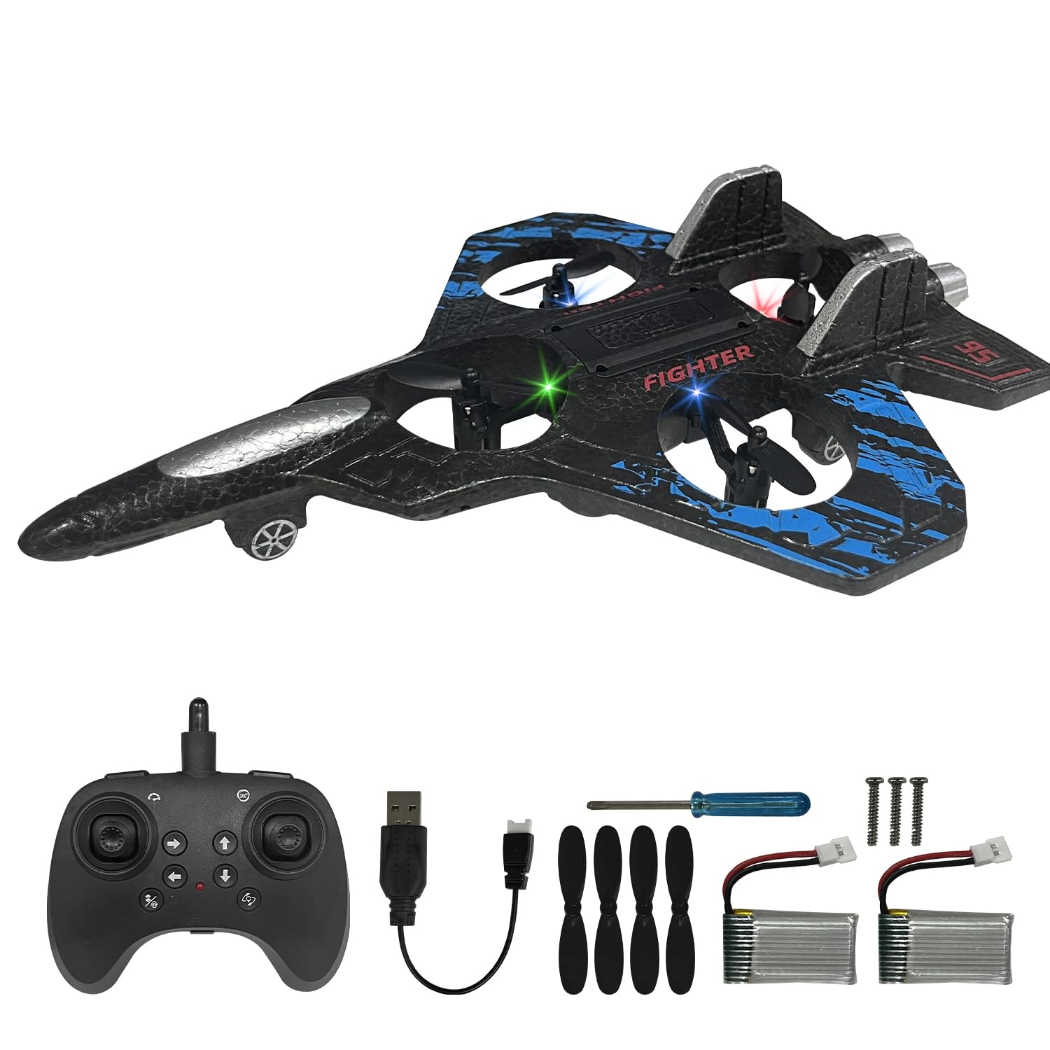 RC Airplane for Kids and Beginners, 2.4GHz Foam Drone Remote Control Airplane Outdoor Flying Toy, 360° Drop-Resistant Stunt Spin Remote Fighter Jet