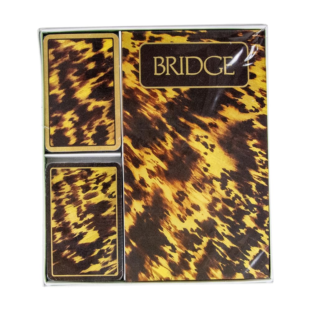 Caspari Tortoise Bridge Gift Set, 2 Playing Card Decks & 2 Score Pads